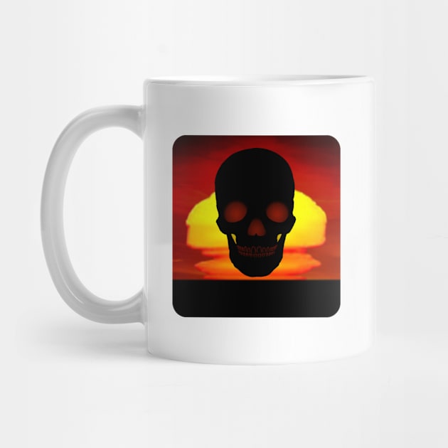 Sunset Silhouette Human Skull by Victopia